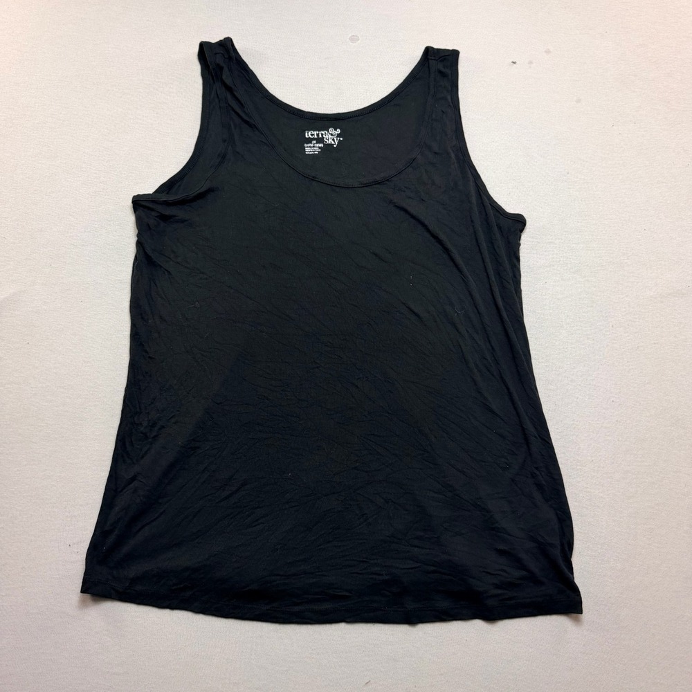 Terra & Sky Tank Top Womens Size 2X Black Excellent Scoop Neck Sleeveless Basic